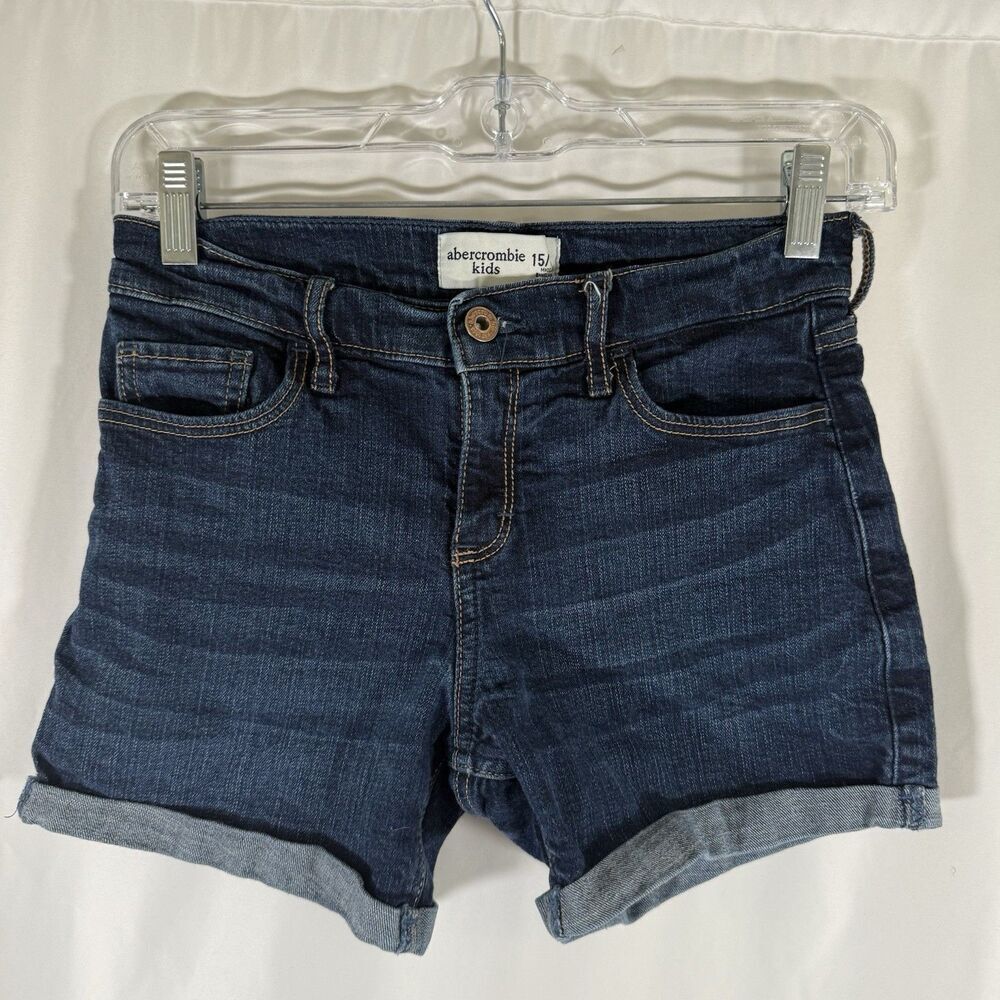 Abercrombie Kids Jean Shorts Kids 15 16 Dark Wash Denim 4" Inseam